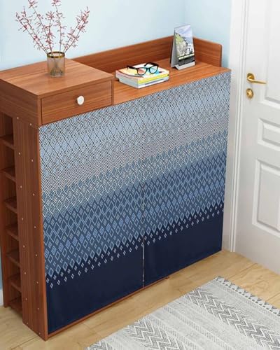Yomandocix Blue Grey Ombre Geometric Self Adhesive Curtains 47x63 Inches