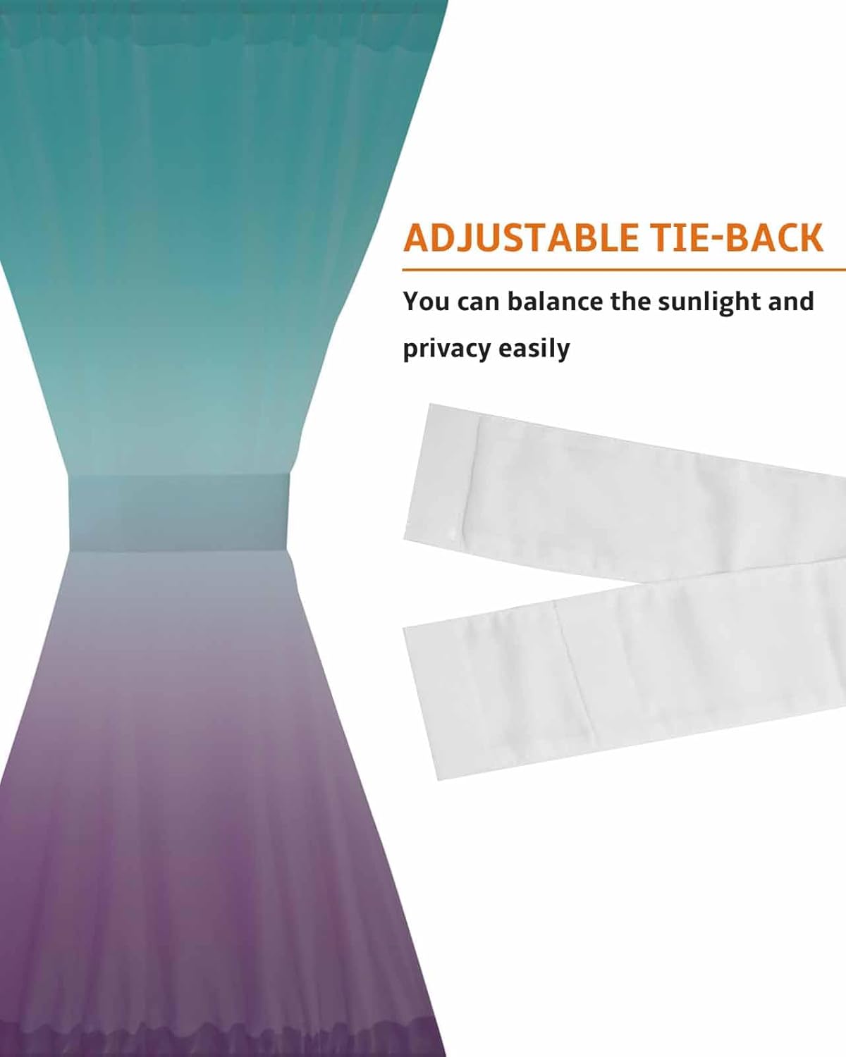 Turquoise Purple Green French Door Curtain with Tieback