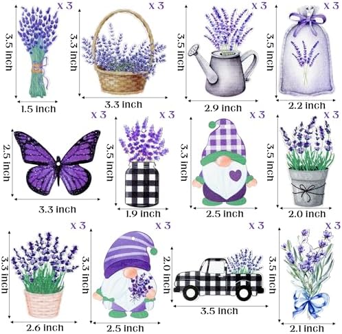 WATINC 37pcs Lavender Wood Hanging Ornament Set