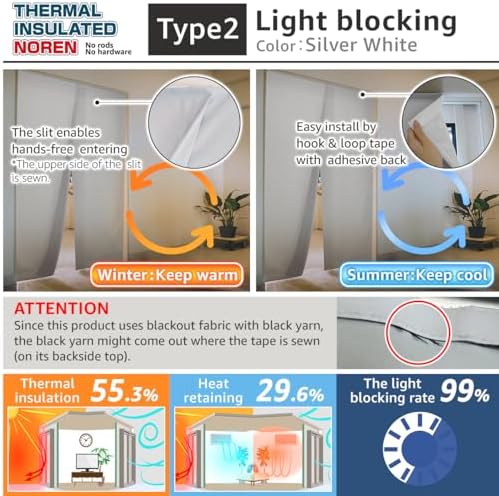 Thermal Insulated Noren Door Curtain for Privacy and Light Blocking