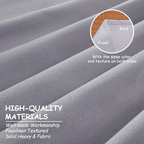 Light Grey Blackout Pinch Pleated Linen Curtains 2 Panels Set