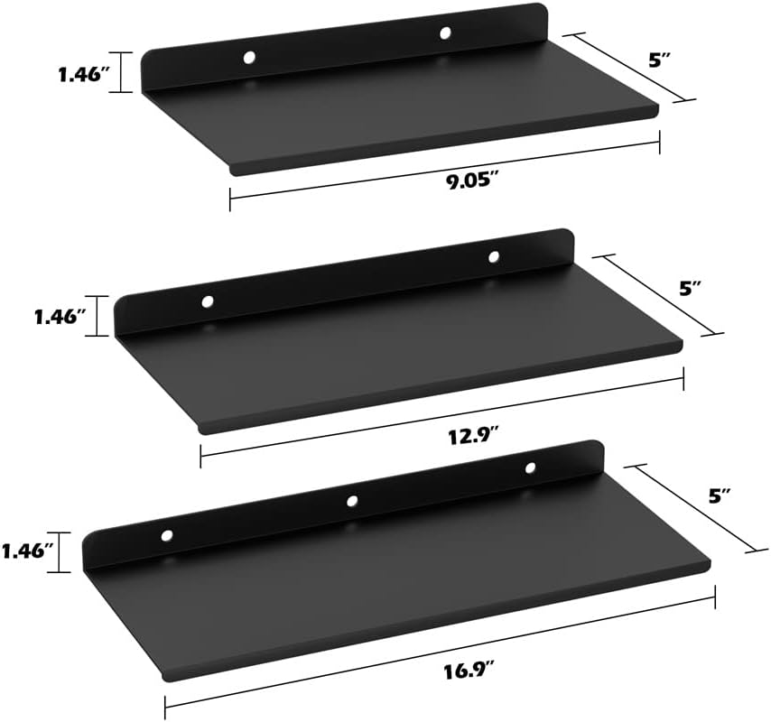 Alonsoo Stainless Steel Floating Shelves Organizer 3 Pack