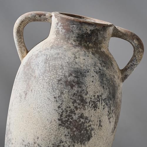 PORCER 984 Inch Ceramic Terracotta Vase with Handles - Gray
