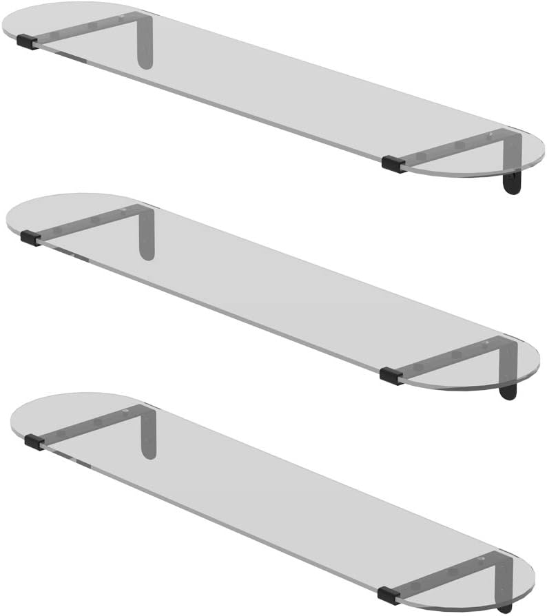 Whitebeach Tempered Glass Floating Shelves 3 Pack for Bathroom Kitchen Living Room