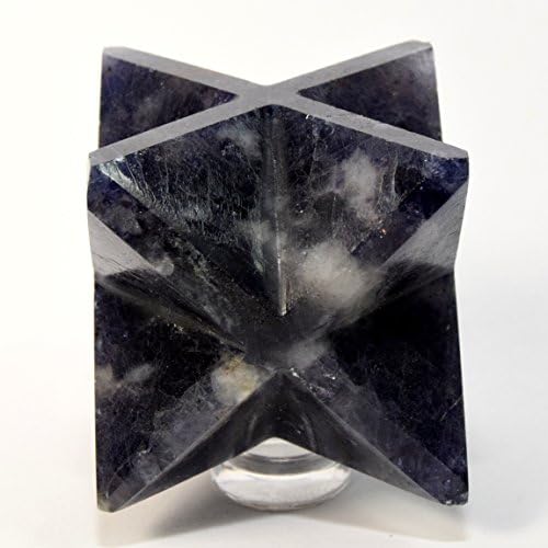 HC Set 64mm Iolite 8 Point Merkaba Star with Aragonite Cabochon