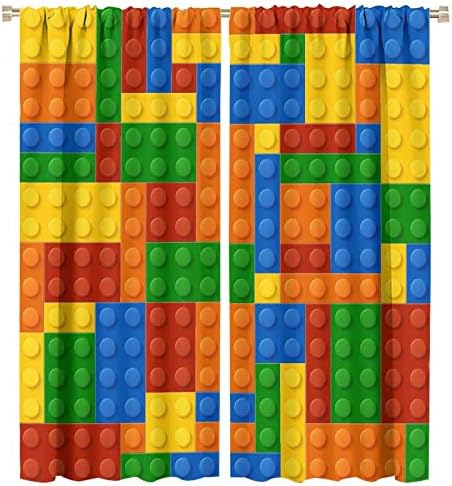 Colorful Building Blocks Toy Curtains with Rod Pocket