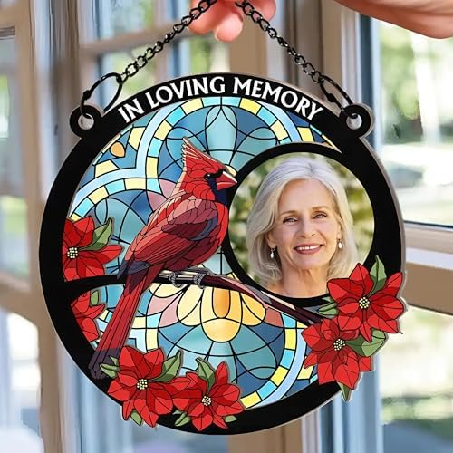 Personalized Photo Suncatcher Ornament Custom Memorial Window Hanging Decor
