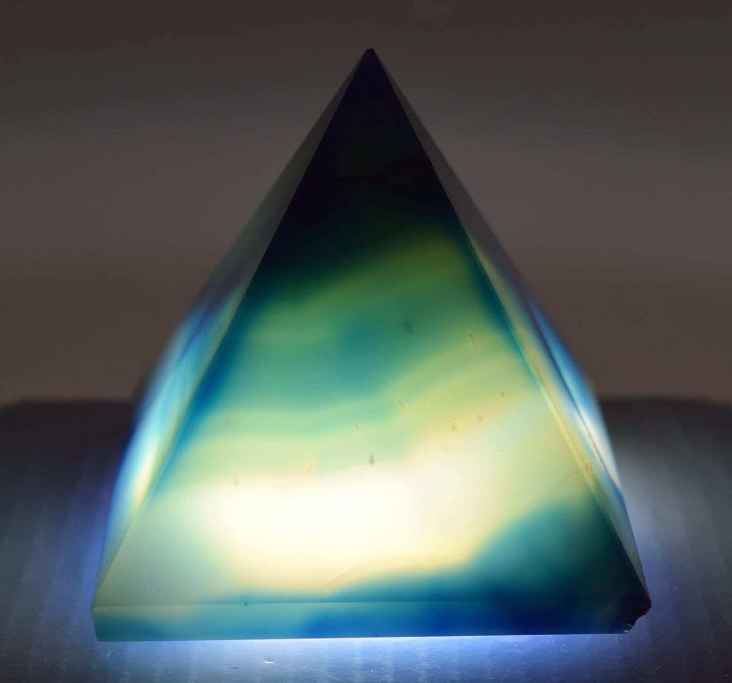27 Inch Dyed Blue Agate Pyramid with Clear Quartz Pebble