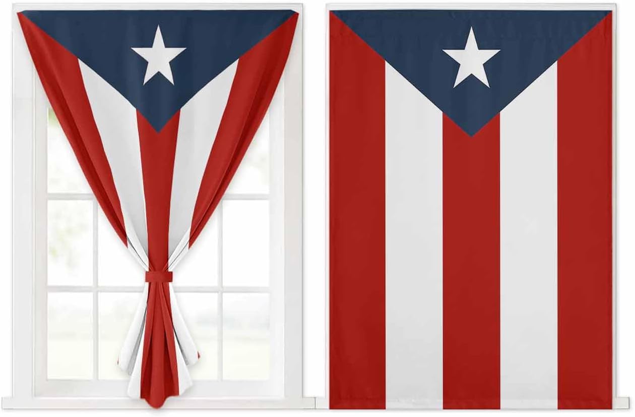 Yomandocix National Flag Puerto Rico Self Adhesive Curtains for Windows