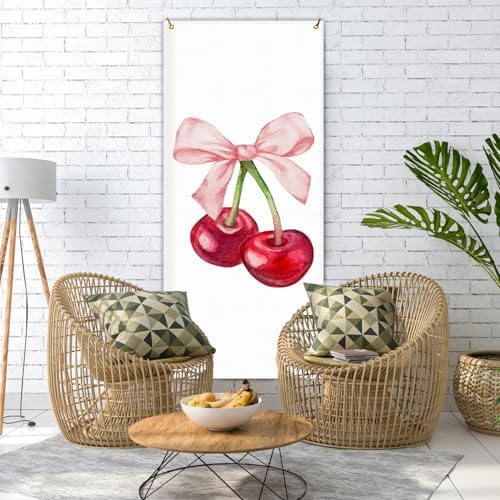 Coquette Pink Bow Cherry Door Cover Decorations 35x79 Inch