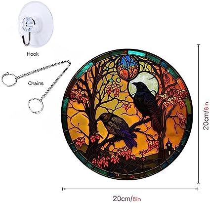 MATIHAY Crows Stained Acrylic Window Hanging Decor