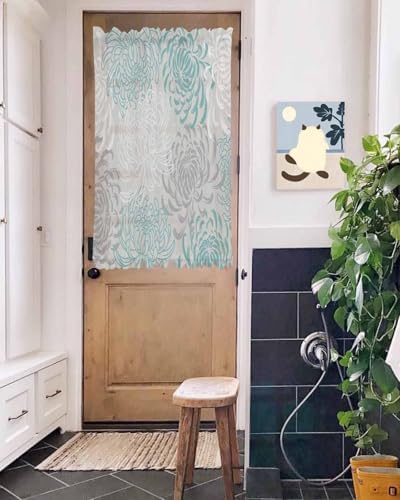 Yomandocix Aqua White French Door Curtain