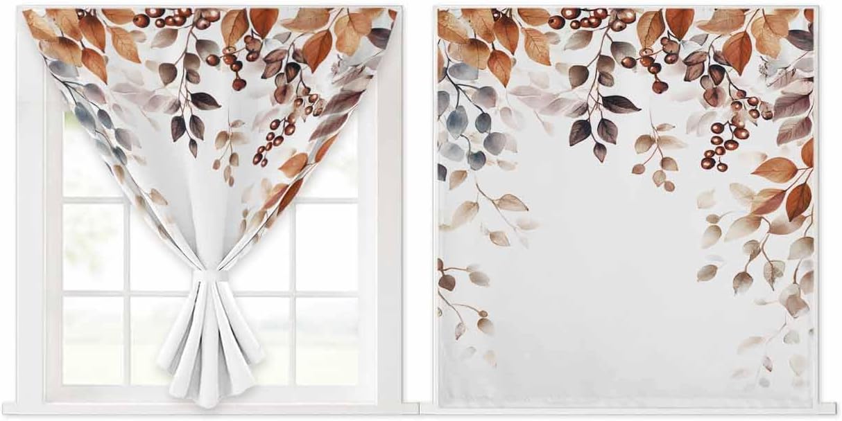 Self Adhesive Eucalyptus Leaves Portable Curtains for Windows