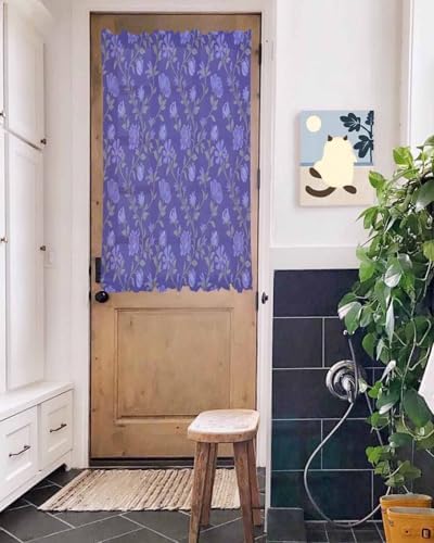 Purple Floral French Door Curtain Panel 54W x 40L