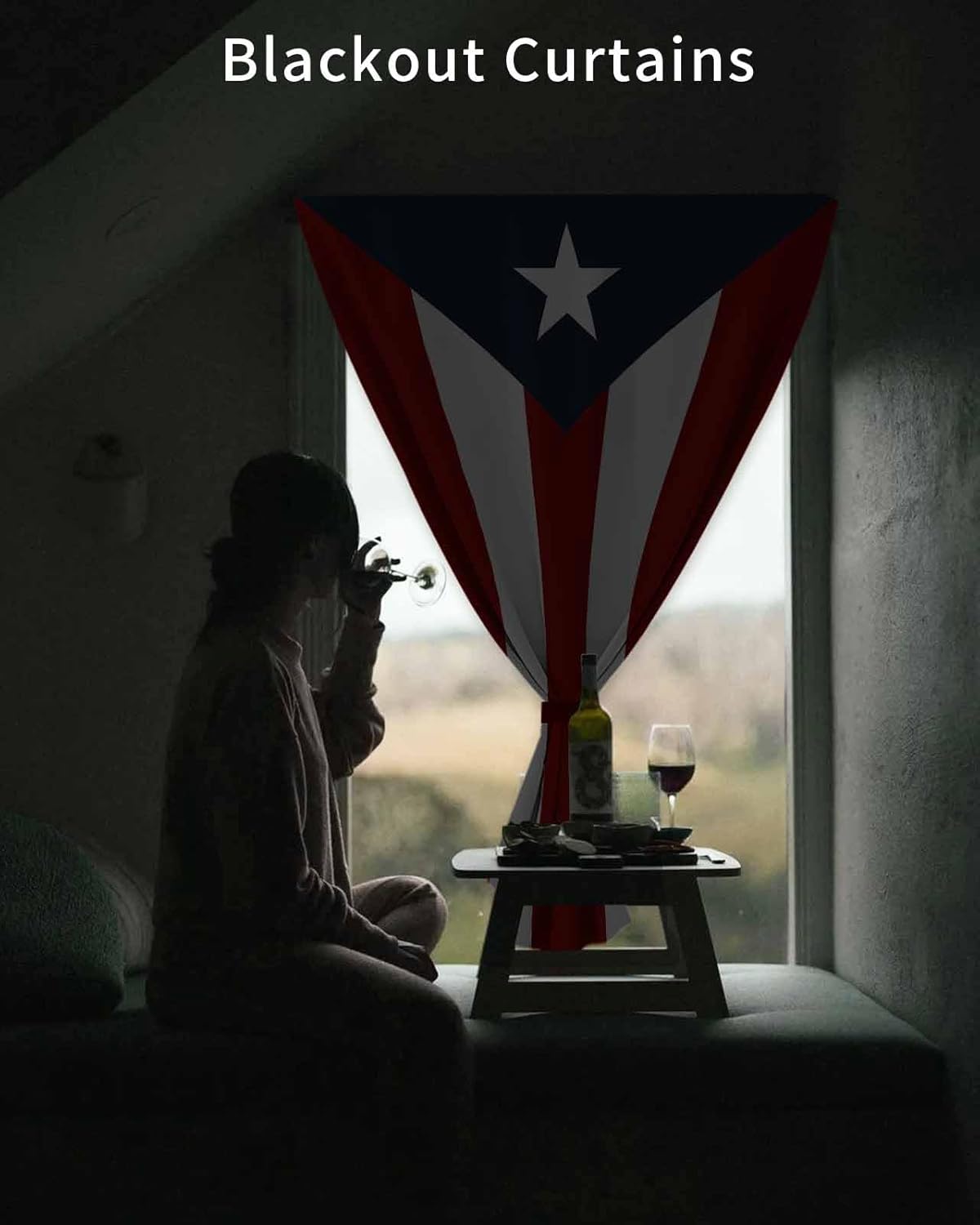 Yomandocix National Flag Puerto Rico Self Adhesive Curtains for Windows