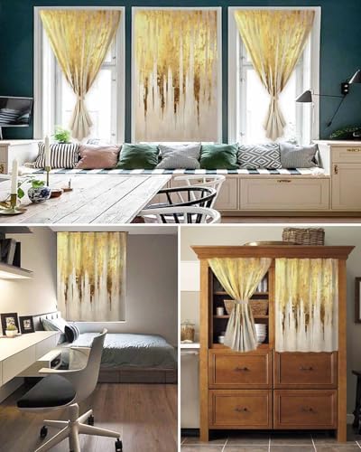 Abstract Gold Self Adhesive Privacy Curtains for Windows and Doors
