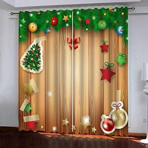AMDXD Kitchen Curtains with Green Red Stars 84x72 in