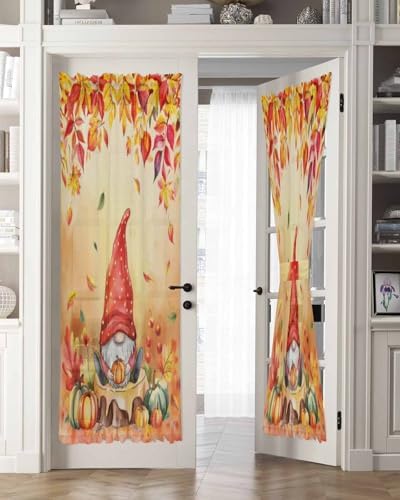Red Gnomes Fall French Door Curtain