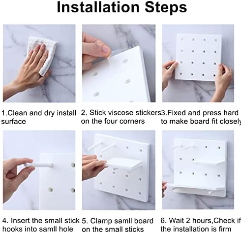 Pegboard Shelf Set with Hooks No Drilling