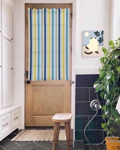 Ombre Blue Yellow Striped French Door Curtain Panel