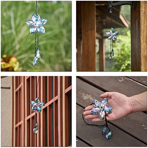 Crystal Flower Rear View Mirror Pendant Car Hanging Ornament Lucky Accessory