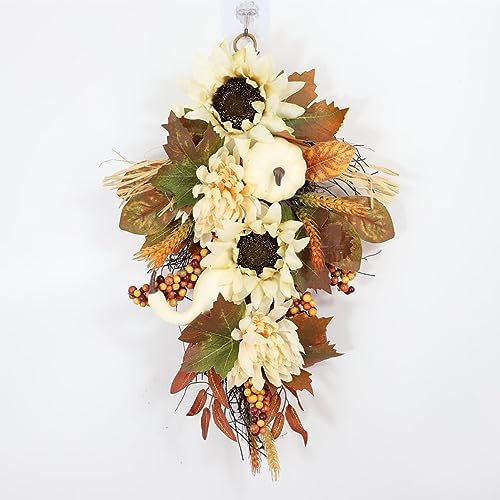 Generic Harvest Pumpkin Swag with Autumn Leaves 60cm