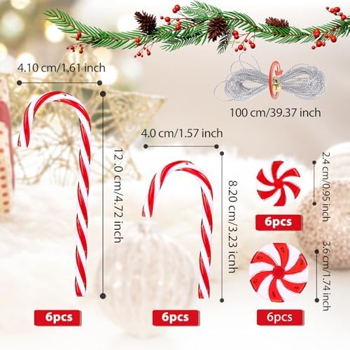 Naler 24pcs Candy Cane Christmas Ornaments Set