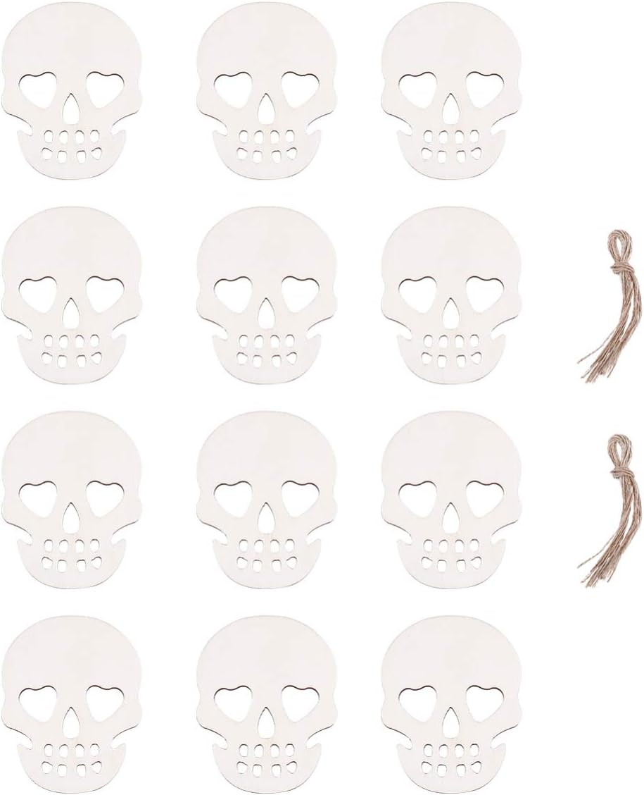 TOYANDONA Halloween Wooden Skull Skeleton Hanging Decorations