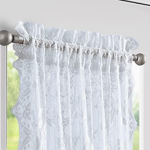 LinenZone Premium Lace French Door Curtains with Tiebacks