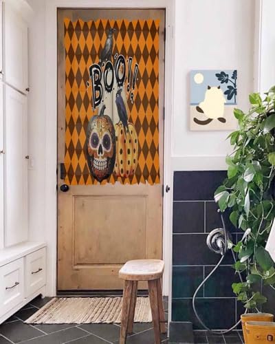 Halloween French Door Curtain 54x40 Sheer with Tieback