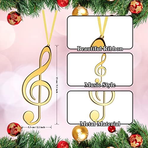 Christmas Treble Clef Hanging Ornament Set with Gold Ribbon - 24pcs