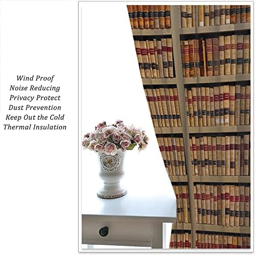 Vintage Library Bookshelf Curtain Set 2 Panels
