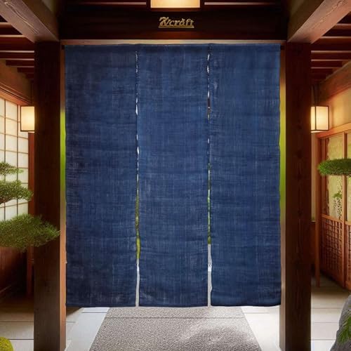 7vcraft Wide Handwoven Linen Noren Curtain 3 Panels