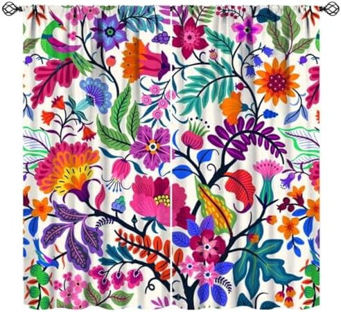 Boho Floral Window Curtains for Living Room and Bedroom
