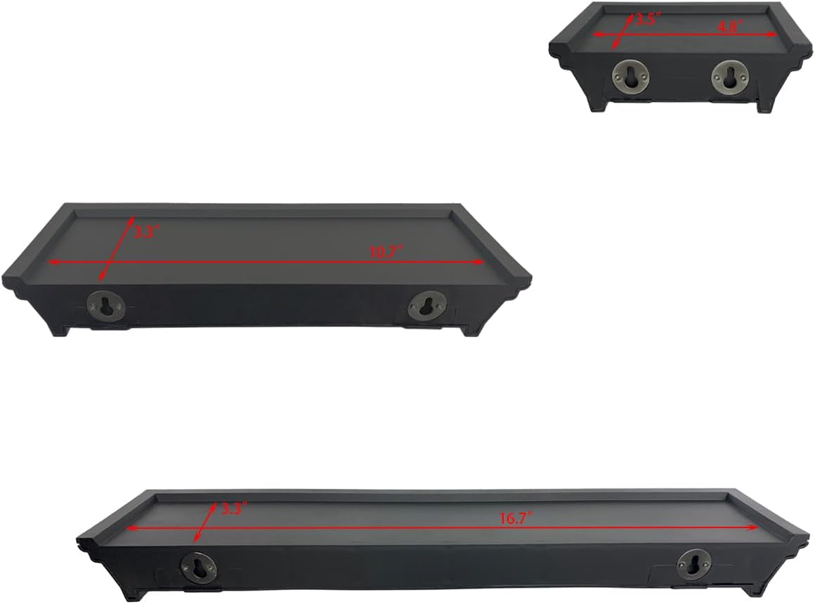 Black Floating Shelves Set of 5 for Home Decor