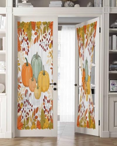 Orange Thanksgiving French Door Curtain