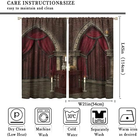 Gothic Curtains 2 Panel Set 42x45 Black Red