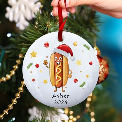 Personalized Hot Dog Ornament for Christmas Tree