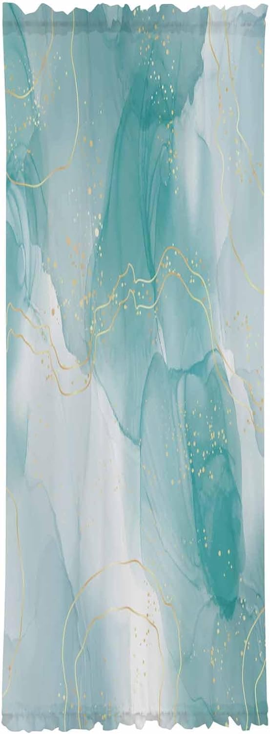 Green Marble French Door Curtain with Tieback