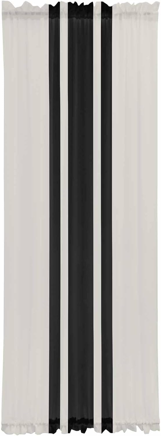 Farm Simple Geometric Black Stripes French Door Curtain Panel