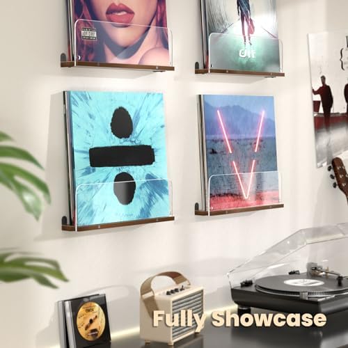 AITEE Vinyl Wall Mount Shelf 2 Pack Holds 6 Lps