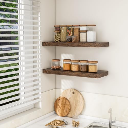 RICHFOCUS 315 Inch Floating Shelves 2 Pack Rustic Brown