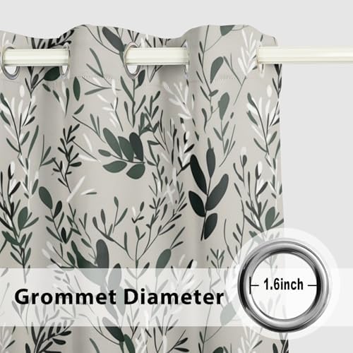 Baocicco Green Leaves Curtains 84 Inch Long 2 Panel Set