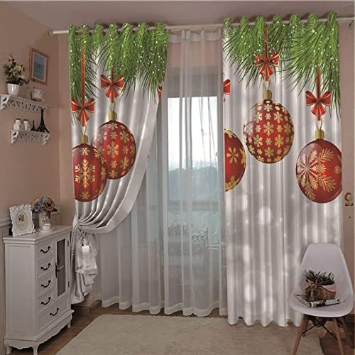 AMDXD Kitchen Blackout Curtains Red Green White 108x63 In