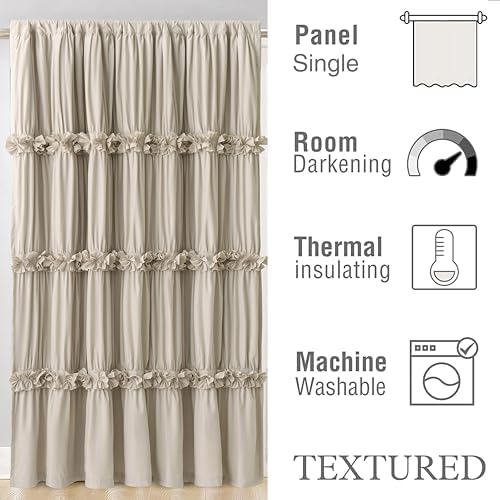 Boho Ruched Blackout Curtains with Butterfly Flowers