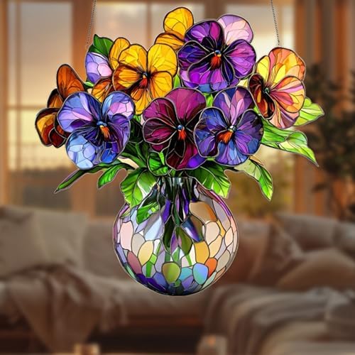 2PCS Flower Flat Acrylic Window Hanging Decor