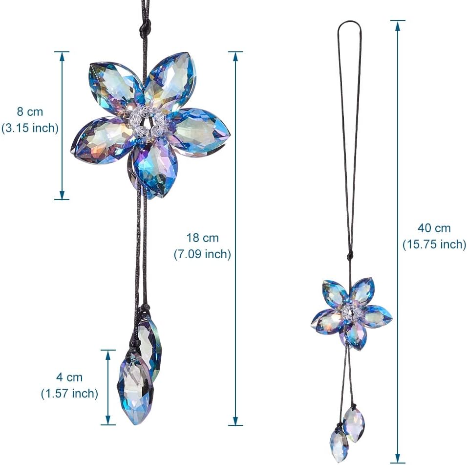 Crystal Flower Rear View Mirror Pendant Car Hanging Ornament Lucky Accessory