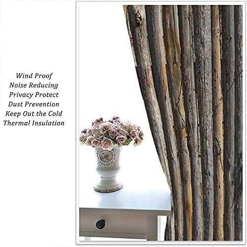 Rustic Wooden Barn Door Curtains - Room Darkening 42x63 Inch Panels