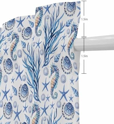 Blue Ocean French Door Curtain with Starfish and Seashell Design