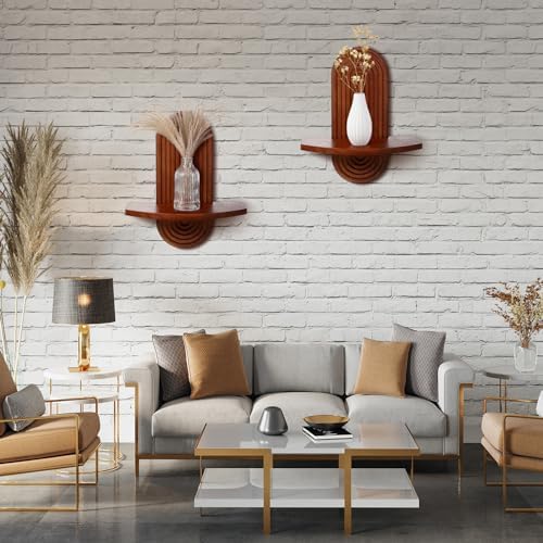Suzile 2 Pcs Arched Wooden Boho Wall Shelves